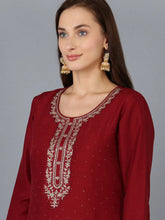 Women Silk Blend Embroidered Kurta Trouser-PKSKD1758